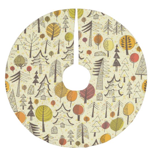 秋の森：シームレスグラフィックパターン。 ブラッシュドポリエステルツリースカート (正面)