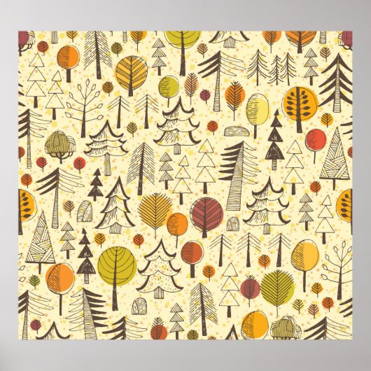 秋の森：シームレスグラフィックパターン。 ポスター (正面)