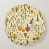 秋の森：シームレスグラフィックパターン。 ラウンドクッション (裏面)