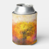 秋の森：ソフトウォーター色のイラストレーション。 缶クーラー (缶正面)