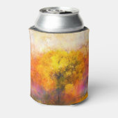秋の森：ソフトウォーター色のイラストレーション。 缶クーラー (缶裏面)