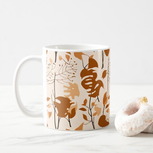 秋の植物の葉 ミニマルマグ コーヒーマグカップ (ドーナツ)