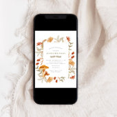 秋の植物の遊び心に満ちたベイビーシャワー 招待状