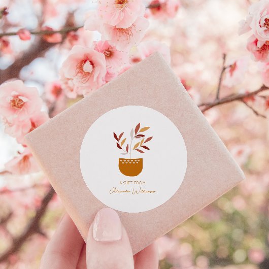 秋の植物パーソナライズされた名の贈り物 ラウンドシール