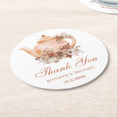 秋の植物フローラ結婚ティーポ感謝していット ラウンドペーパーコースター (アングル)