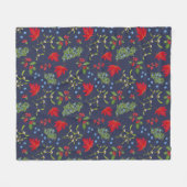 秋の植物ボタニカルパターンホリデー フリースブランケット (正面(横))