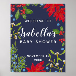 秋の植物ボタニカルホリデーウェルカムサイン ポスター