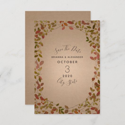 秋の植物学の日付を保存 セーブザデート (正面/裏面)