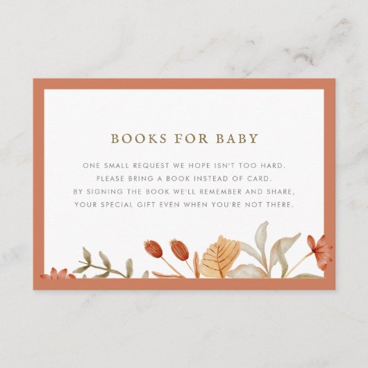 秋の植物性ウィムシー秋ベビーシャワー エンクロージャーカード (正面)