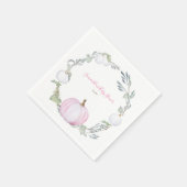 秋の植物性ピンク&ホワイトカボチャ感謝祭 スタンダードカクテルナプキン (角)