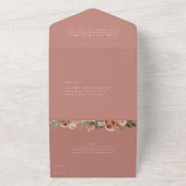 秋の植物性フローラほこりっぽいバラ結婚ズ オールインワン招待状 (外側)