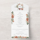 秋の植物性フローラほこりっぽいバラ結婚ズ オールインワン招待状 (内側)
