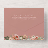 秋の植物性フローラほこりっぽいバラ結婚ズ オールインワン招待状 (裏面)