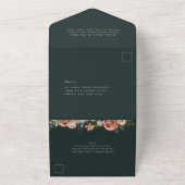秋の植物性フローラエメラルドグリーン結婚ズ オールインワン招待状 (外側)