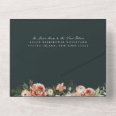 秋の植物性フローラエメラルドグリーン結婚ズ オールインワン招待状 (裏面)