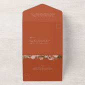秋の植物性フローラテラコッタオレンジ結婚ズ オールインワン招待状 (外側)