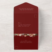 秋の植物性フローラマルサラブルゴーニュ結婚ーズ オールインワン招待状 (外側)