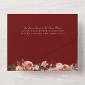 秋の植物性フローラマルサラブルゴーニュ結婚ーズ オールインワン招待状 (裏面)