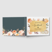 秋の植物性フローラ金ゴールド結婚グリッター ゲストブック (全面)