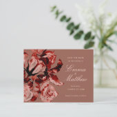 秋の植物最大主義の結婚式の日付を保存 ポストカード (スタンド正面)