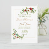 秋の植物水彩ウェディング 招待状 (スタンド正面)