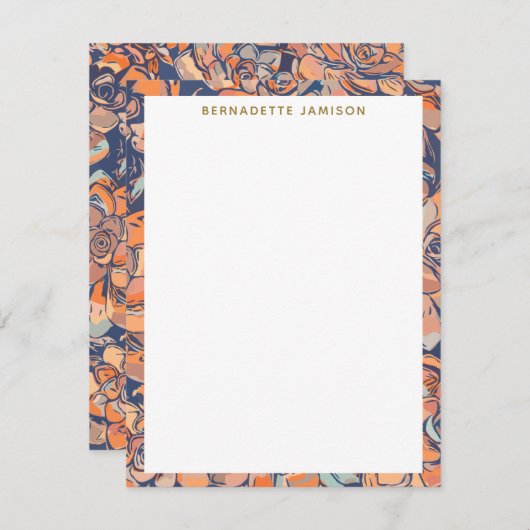 秋の植物自然学縁どパーソナライズされた ノートカード (正面/裏面)