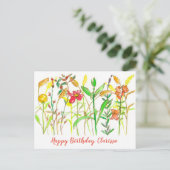 秋の植物花ハッピーバースデー ポストカード (スタンド正面)