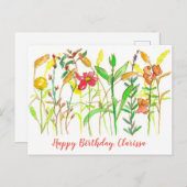 秋の植物花ハッピーバースデー ポストカード (正面/裏面)