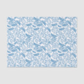 秋の植物葉の青い白のデコパージュ 薄葉紙 (正面)