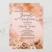 秋の植物赤面カンタローペの水色 招待状 (正面/裏面)