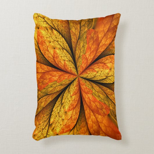 秋の植物、抽象芸術モダンフラクタル芸術リーフ アクセントクッション (正面(垂直))