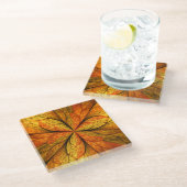 秋の植物、抽象芸術モダンフラクタル芸術リーフ ガラスコースター (アングル)