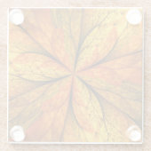 秋の植物、抽象芸術モダンフラクタル芸術リーフ ガラスコースター (裏面)