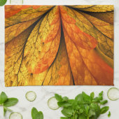 秋の植物、抽象芸術モダンフラクタル芸術リーフ キッチンタオル (折り畳み)