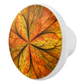 秋の植物、抽象芸術モダンフラクタル芸術リーフ セラミックノブ (右)