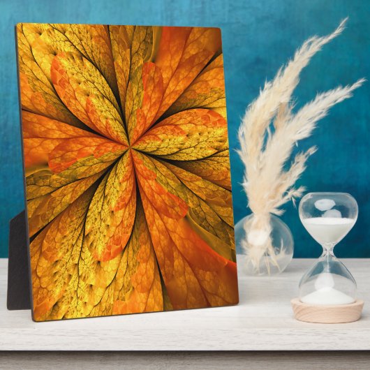 秋の植物、抽象芸術モダンフラクタル芸術リーフ フォトプラーク (側面)