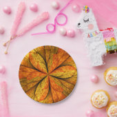 秋の植物、抽象芸術モダンフラクタル芸術リーフ ペーパープレート (パーティー)