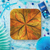 秋の植物、抽象芸術モダンフラクタル芸術リーフ ペーパープレート (パーティー)