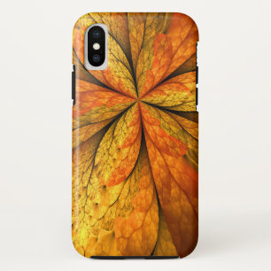 秋の植物、抽象芸術モダンフラクタル芸術リーフ iPhone XSケース