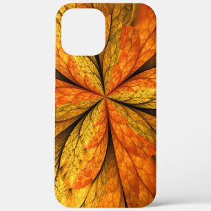 秋の植物、抽象芸術モダンフラクタル芸術リーフ iPhone 12 PRO MAX ケース