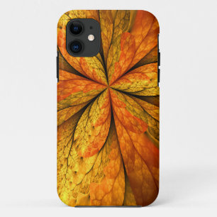 秋の植物、抽象芸術モダンフラクタル芸術リーフ iPhone 11 ケース