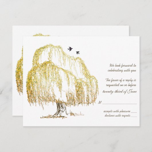 秋の楓の木での結婚式 返礼カード 出欠カード (正面/裏面)