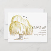 秋の楓の木の結婚式返信カード 出欠カード (裏面)