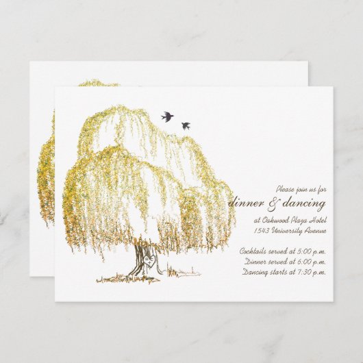 秋の楓の木 ウェディング レセプション カード (正面/裏面)