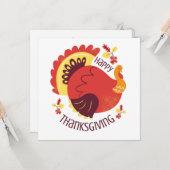 秋の様式化された座るトルコ幸せな感謝祭 カード (正面/裏面インサイチュ)
