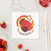 秋の様式化された座るトルコ幸せな感謝祭 スタンダードカクテルナプキン (インサイチュ)