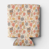 秋の模様森のフクロウ 缶クーラー (裏面)