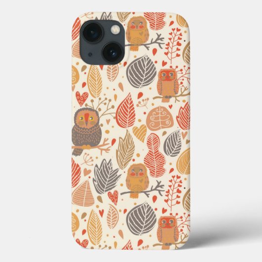 秋の模様森のフクロウ Case-Mate iPhoneケース (裏面)