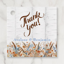 秋の樺の木の木と結婚野花の感謝していU フェイバータグ