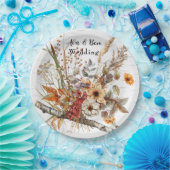 秋の樺の木の木と野結婚花 ペーパープレート (パーティー)